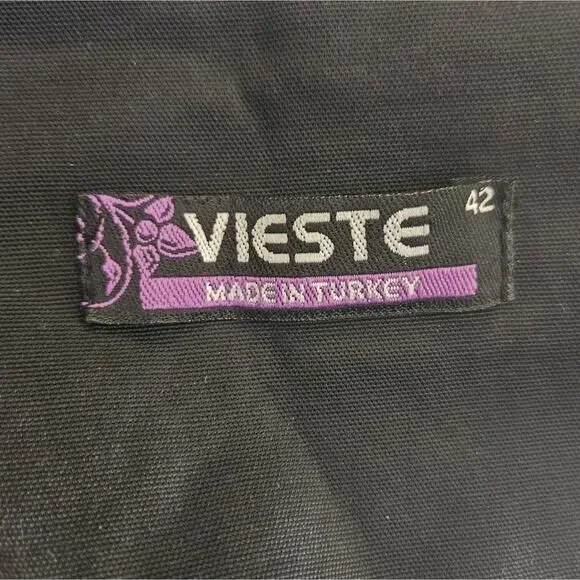 Vieste Jacket Dress, Black Maxi Length Coat with Shoulder Bow Accents, sz 42 - Picture 9 of 9